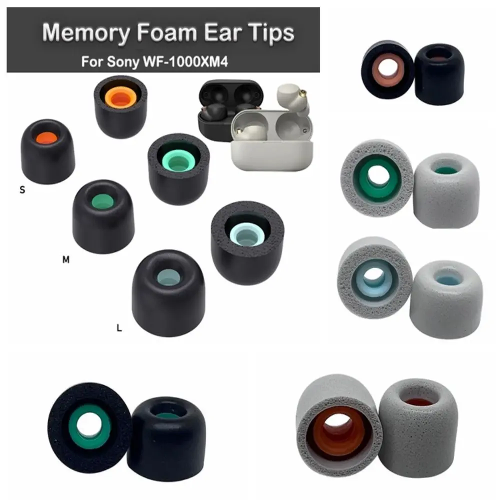 2 pairs Replacement Memory-Foam Ear Tips Cushion Earbuds WF-1000XM4 Eartips Anti Slip Earplugs Earphone Accessories