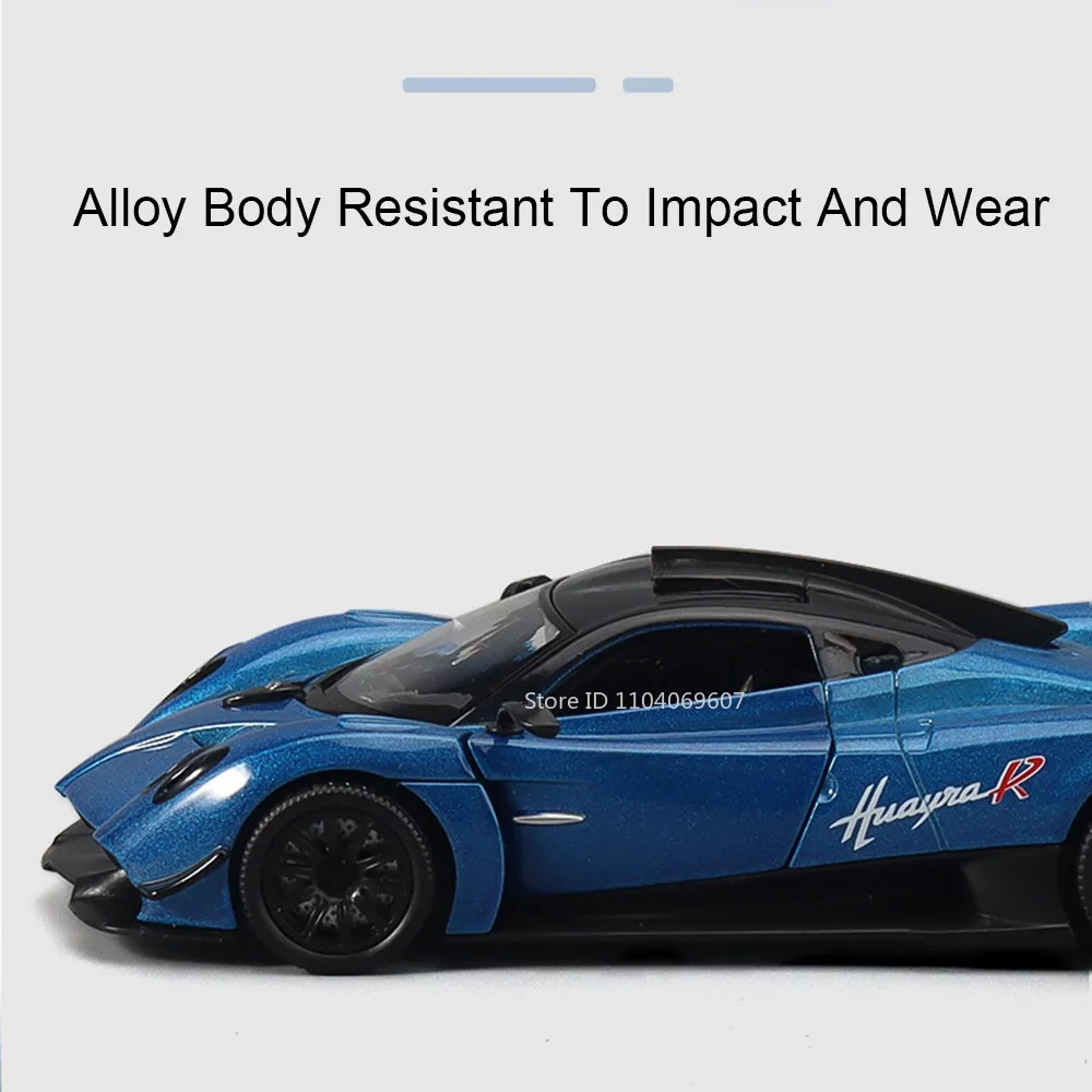 1:32 PAGANI HUAYRA R BC Model Toy Supercars Alloy Diecast Sound Light Doors Opened Pull Back Simulation Sports Cars Kids Gifts