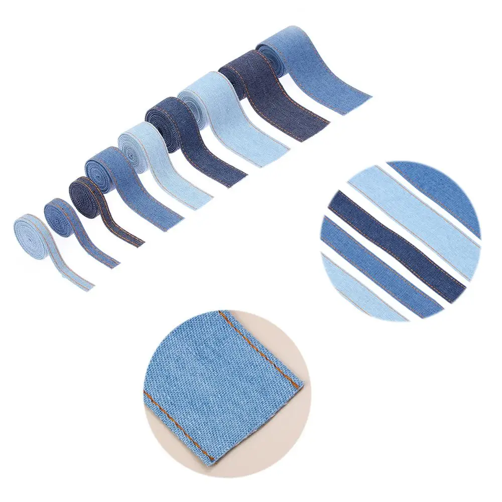 Double-sided Jumper Denim Ribbon Jeans Fabric Tape Bow Cap Clothing Decorations Sewing DIY Crafts Hairclip Accessories