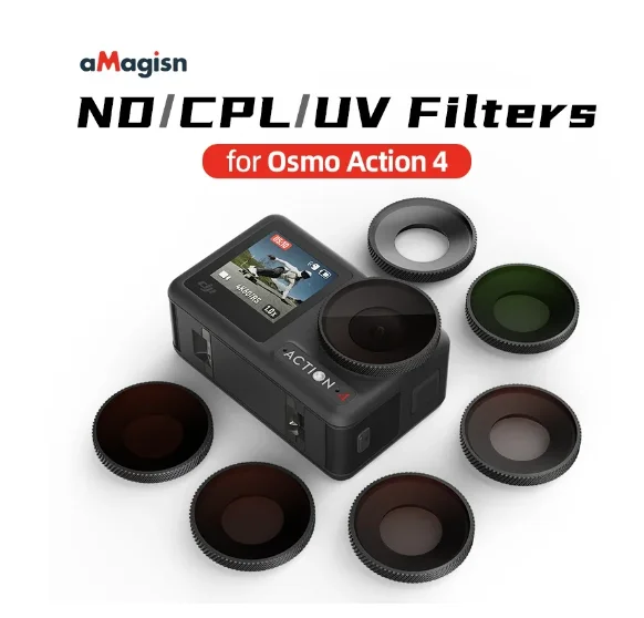 aMagisn Rahmen-ND-Filterset aus Aluminiumlegierung für DJI Osmo Action 5Pro/4 Zubehör, UV CPL ND8/16/32/64 Filter mit neutraler Dichte