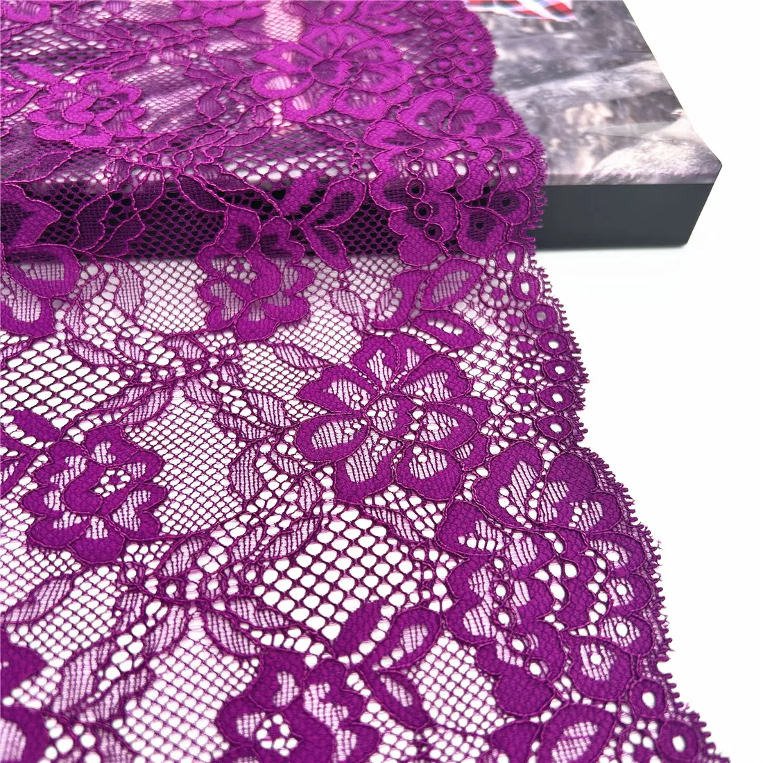 3y/lot Width 17cm Violet Purple Stretch Elastic Lace Trim Skirt Hem Underwear Sewing Craft DIY Apparel Fabrics Lace Lingerie