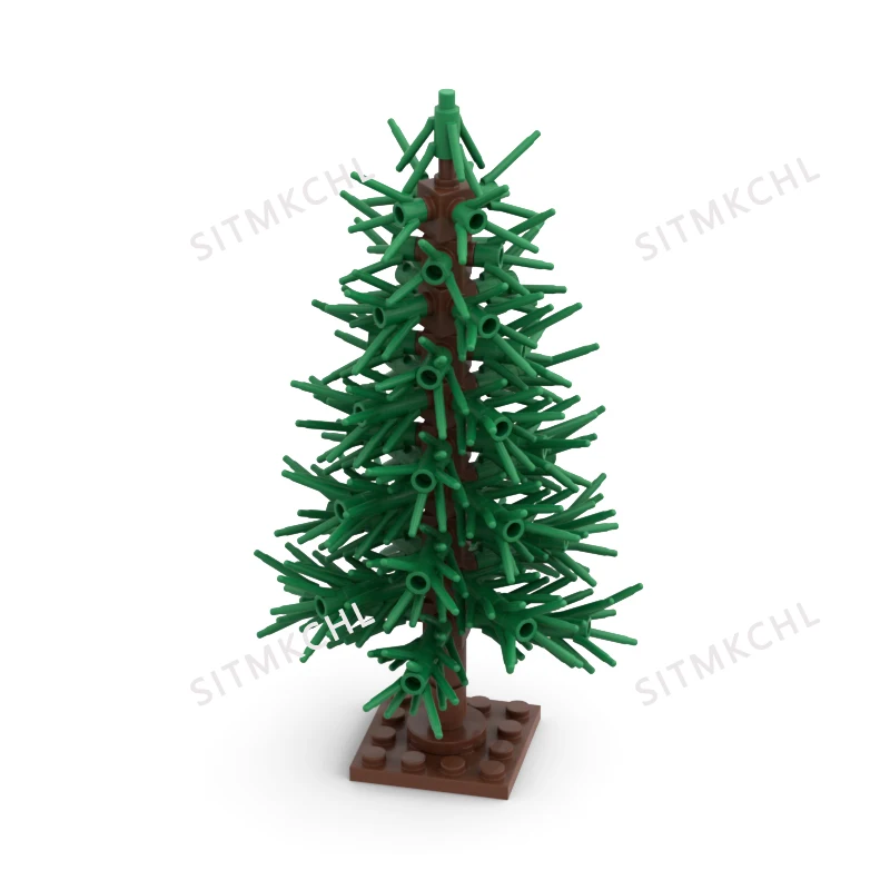 Pine Tree-Modell – verschneite Weihnachtsbaum-Straßendekoration, DIY-Baustein-Set, kompatibel mit großen Marken – Detail 7