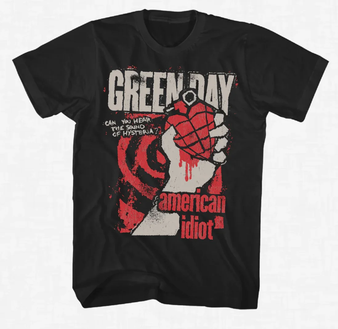 Camiseta Green Day American Idiot Band 100% algodão com estampa gráfica masculina e feminina, top de verão para streetwear