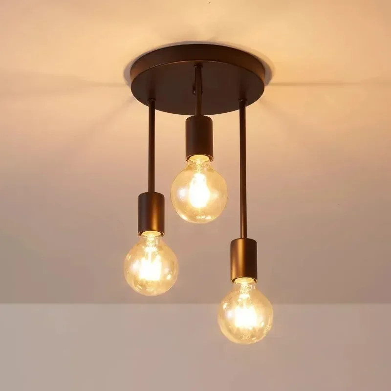 

Minimalist 3 Heads Iron Industrial Chandelier Living Room Dining Modern Light Fixtures Bedroom Kitchen Straight Pipe Chandelier