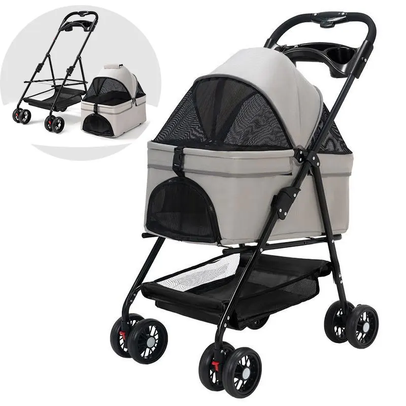 

Honey Dog Stroller for Pet Puppy Conveyors and Strollers Carriers and Strollers for Dogs Foldable and Detachable Cage Cart