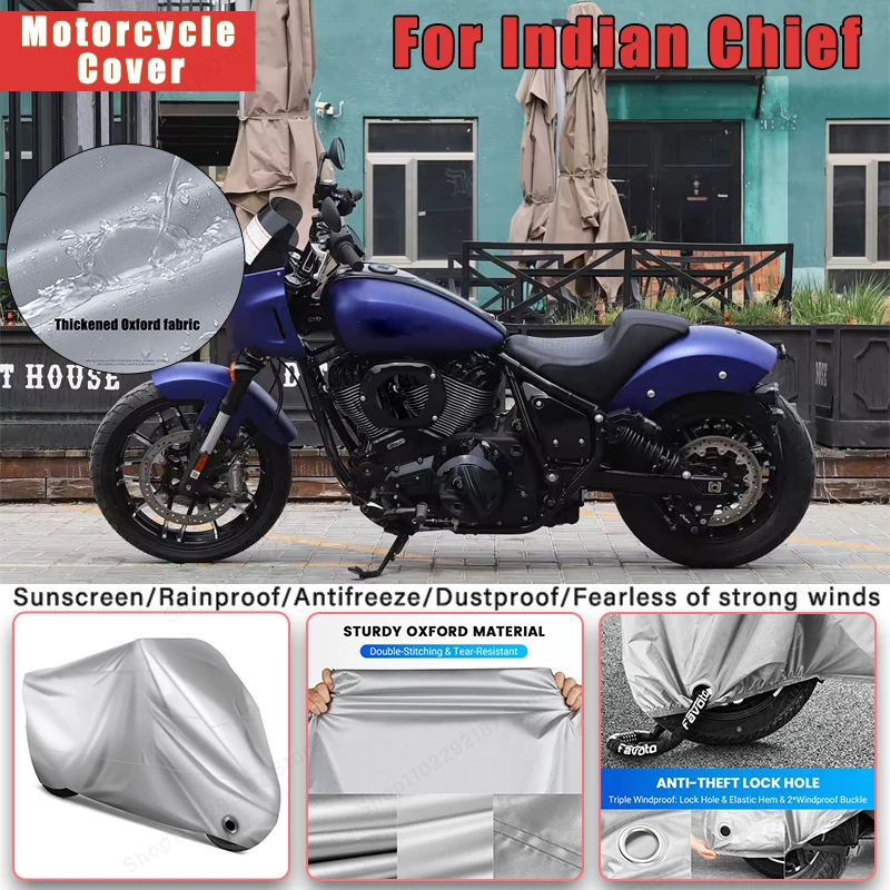 

For Indian Chief No Ear Motorcycle Cover - Outdoor Full Body Protection, Waterproof Dustproof Heat-Resistant Moto Accessories