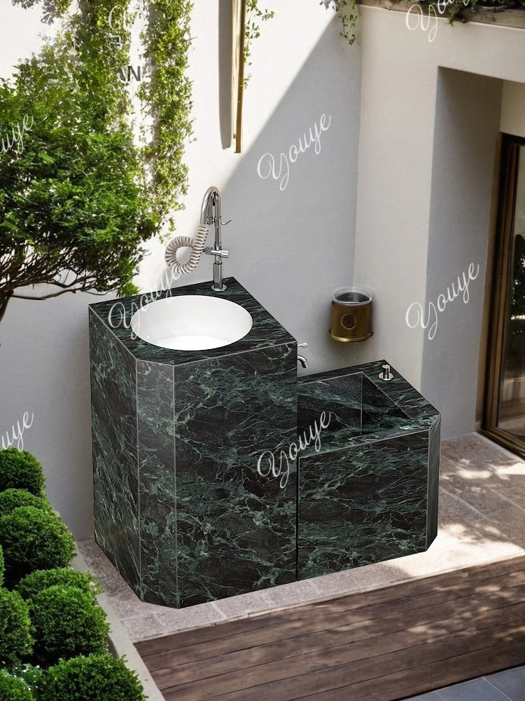 

Garden wash basin outdoor rock slab hexagonal beveled column basin garden modern basin outdoor slot