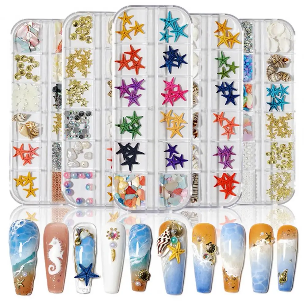 1 Box Nail Ornament  Wide Application   3D Nail Decor Mix Style Nail Art Jewelry Seashell Decoration