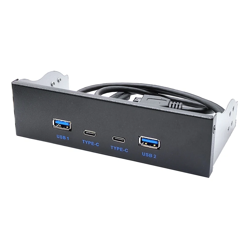 USB 3.0 Front Panel for PC 2Port USB TYPE C + 2Port USB3.0 HUB Adapter GL3523 Chip USB 3.2 Gen1 5Gbps for 5.25\