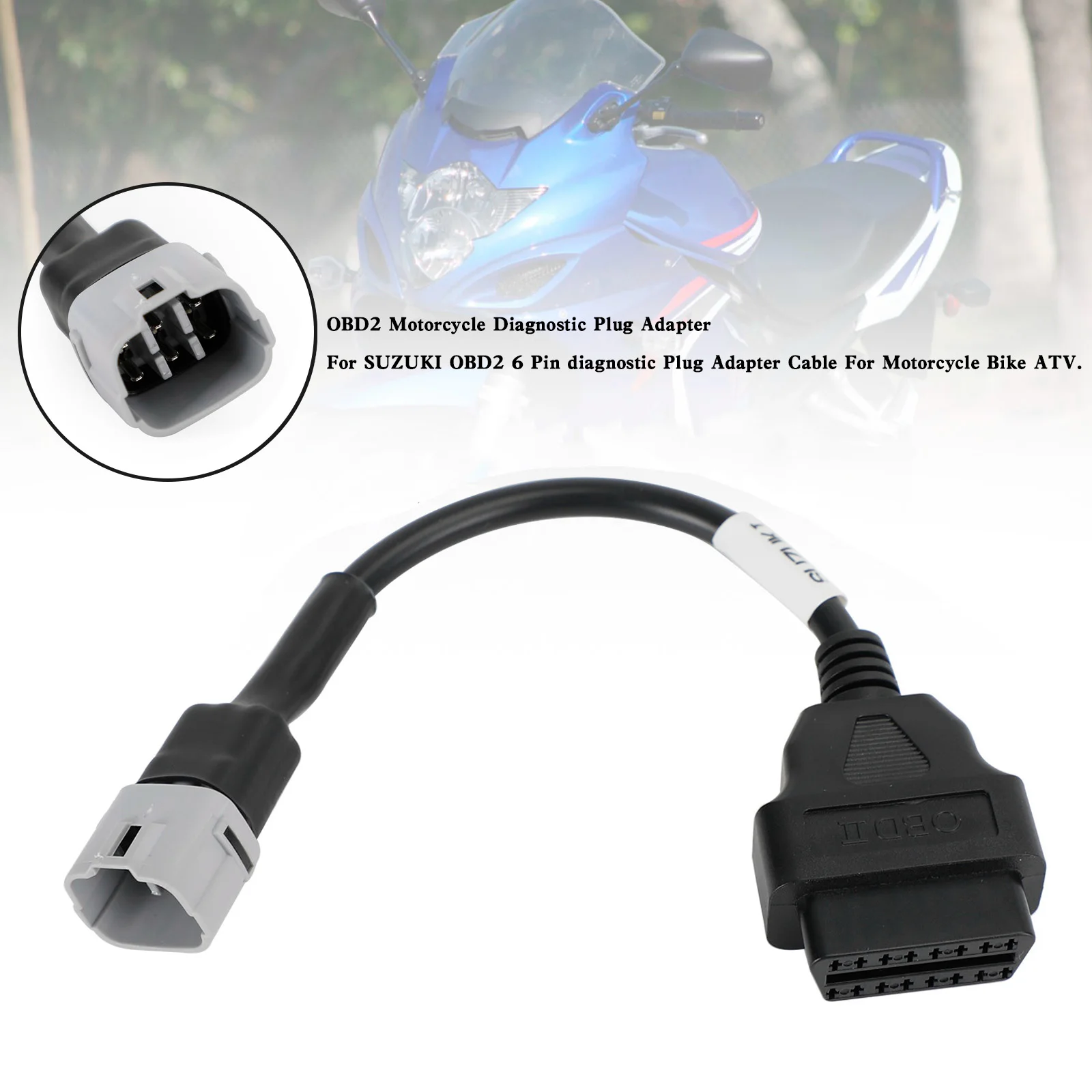 Artudatech OBD2 6 Pin Diagnosestecker Adapter für SUZUKI Motorrad Scooter ATV Kabel