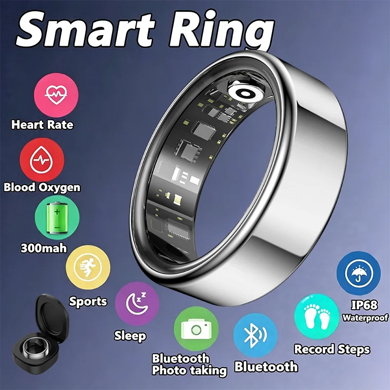 2026 smart ring Notification，5ATMwaterproof，control photos，heart rate，blood pressure ，oxygen monitor smartring for ios android