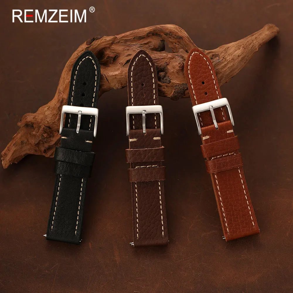 Echtleder-Uhrenarmband mit Schnellverschluss für Herren, 20 mm, 22 mm, 24 mm, Business-Stil, Ersatzarmband für Herren-Armbanduhren, für den täglichen Gebrauch