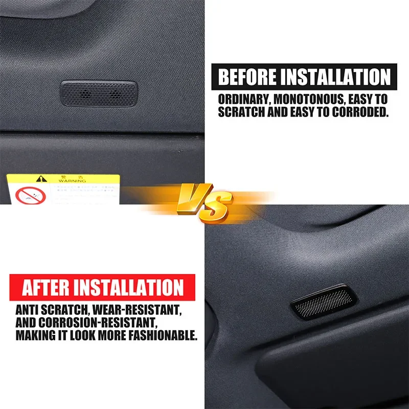 

For Toyota Land Cruiser Prado 250 LC250 2024+ Stainless Steel Black Car Front Roof Horn Cover Sticker Interior Accessories 2Pcs