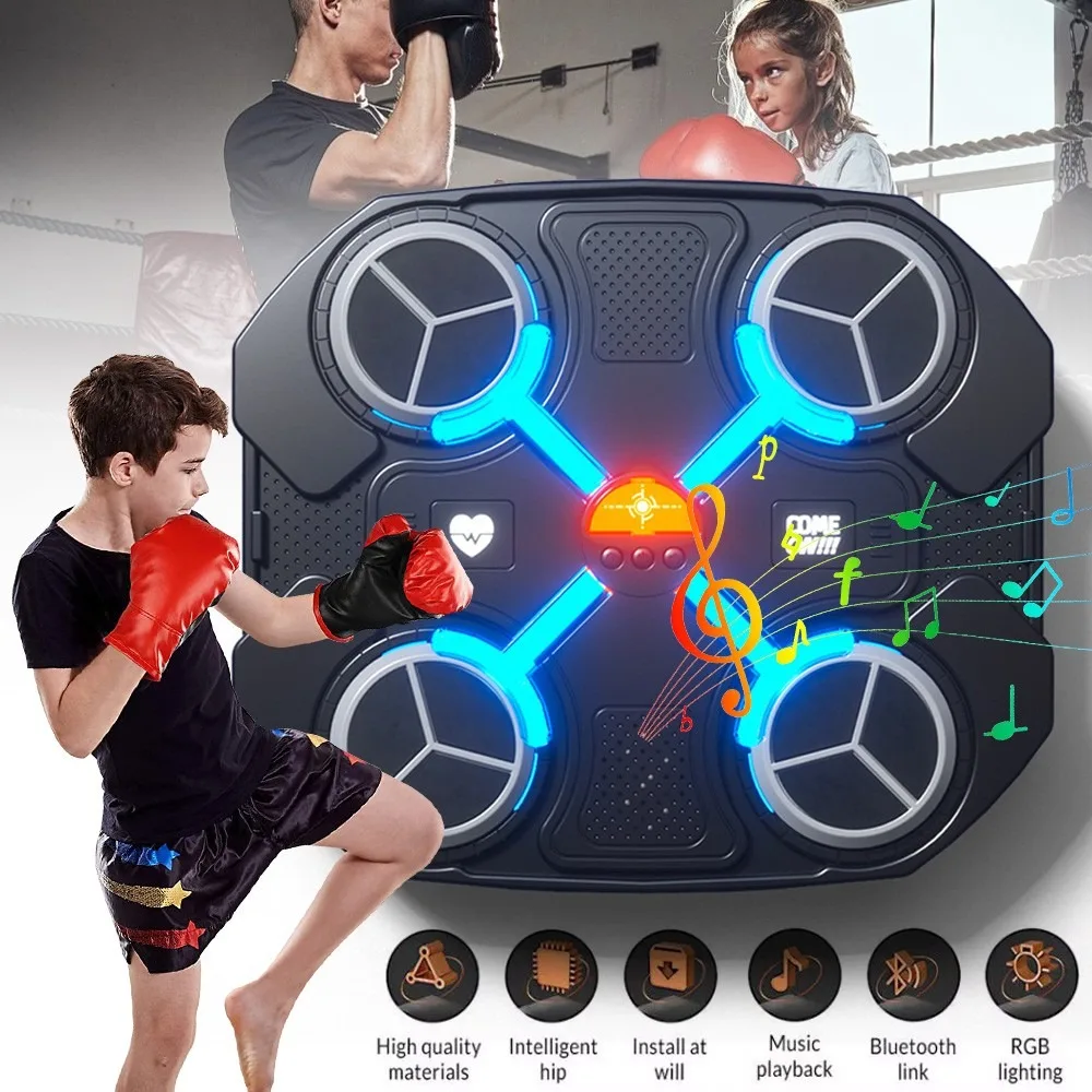 Kinder-Musik-Boxball - Intelligenter Wandmontierter Boxtrainer mit LED-Lichtern & Musikspielen, Spaßiges Heim-Fitnessgerät für Kinder, Ideales Geschenk für Aktive Kinder