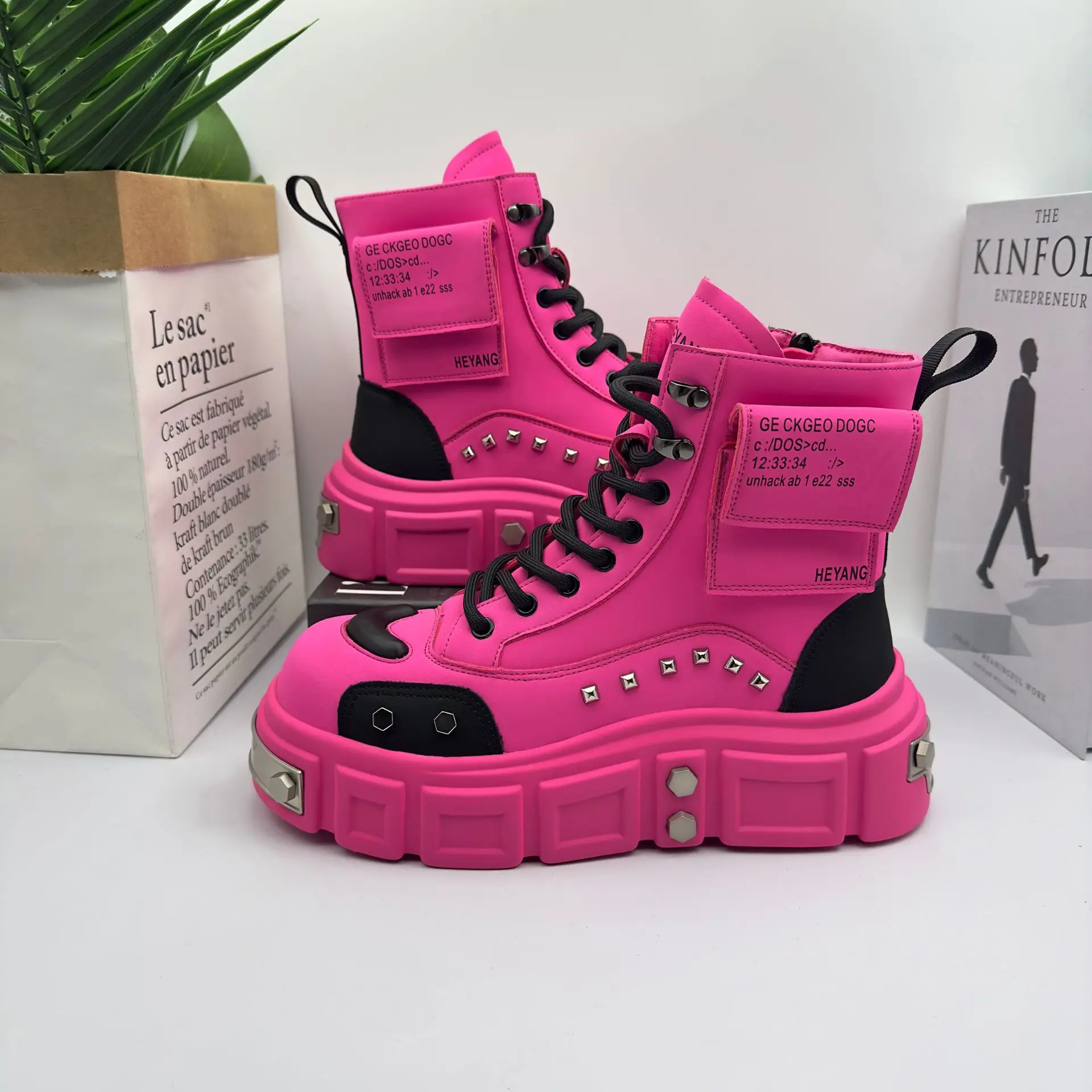 2025 Spring and Autumn Men Male Ruffian Handsome Fried Street High-top Trend Increases Thick Bottom Niche Trend Chelsea Boots