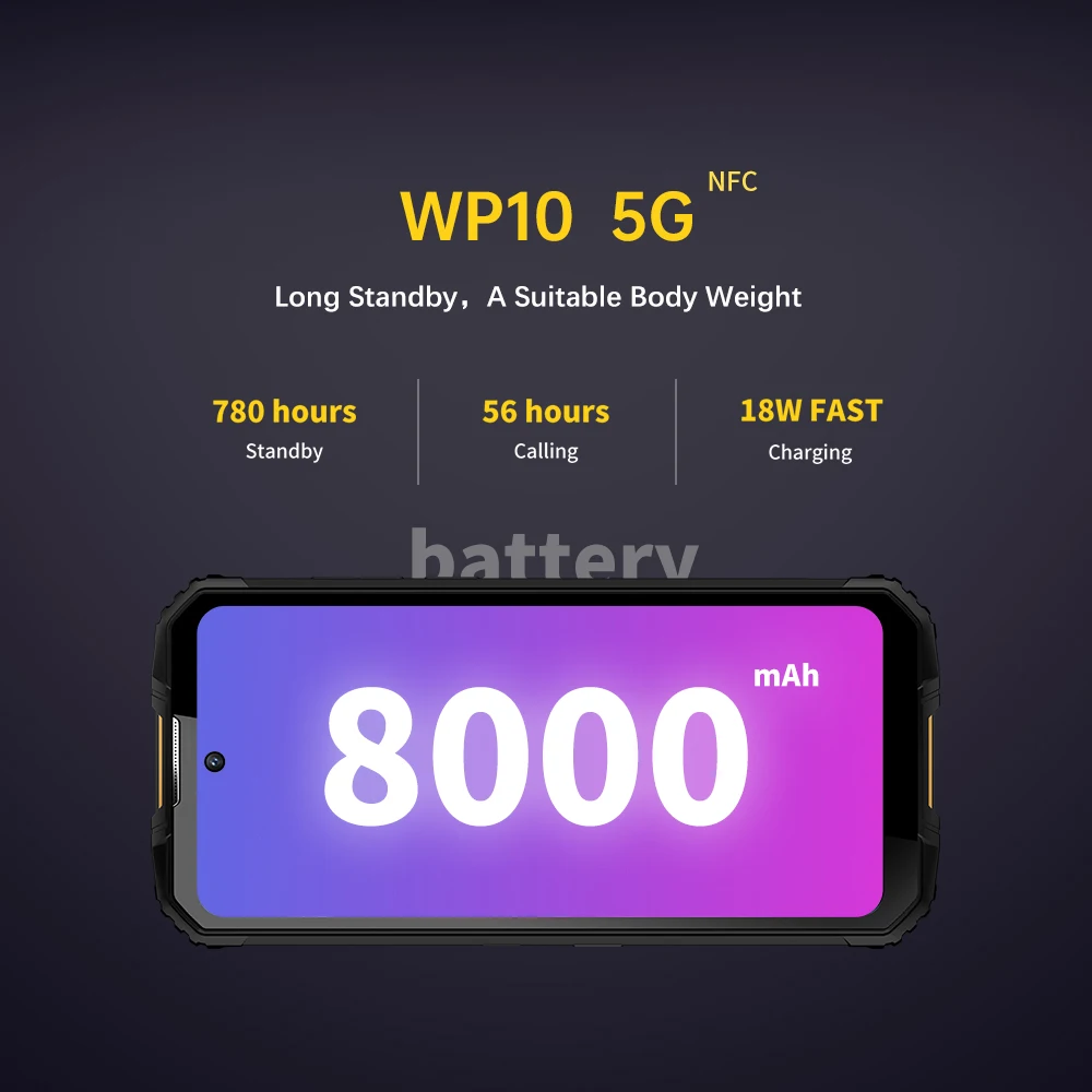 OUKITEL WP10 wytrzymały smartfon 5G 8GB + 128GB 8000mAh IP68 wodoodporny telefon telefoniczny 48MP 6.67 \'\'FHD + wersja globalna telefon komórkowy z