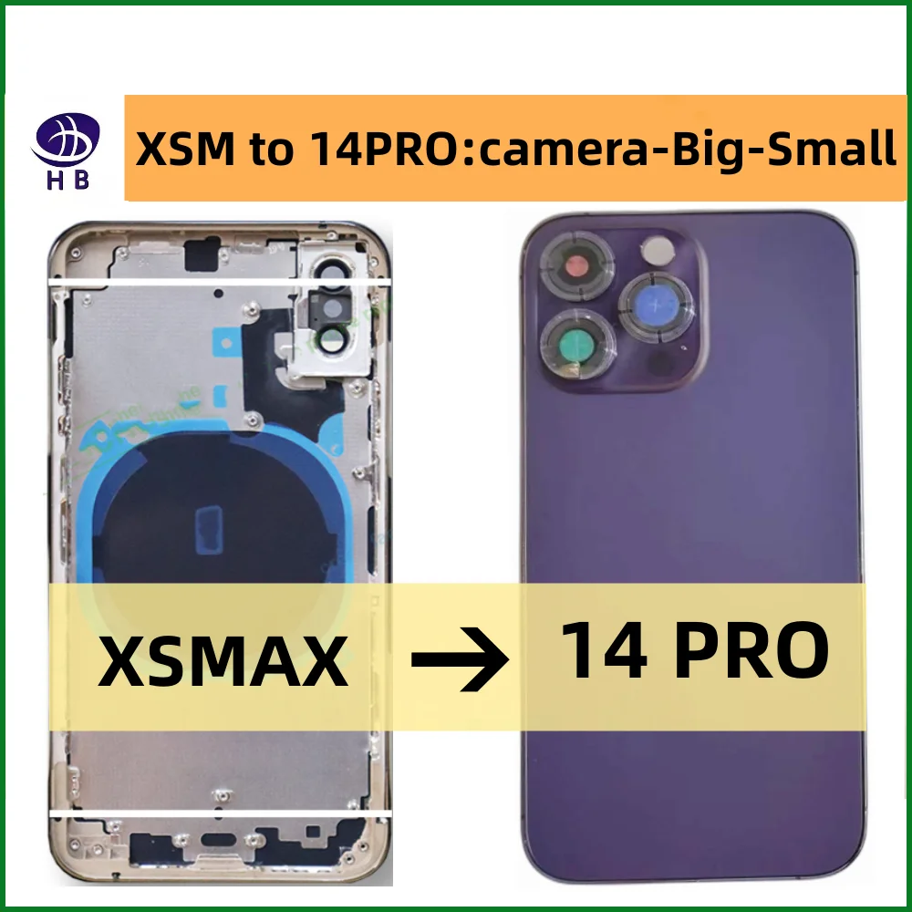 Diy Housing For iPhone Xsmax to 14 Promax Big camera Housing Back Cover Compatible XS MAX Like 14PRO MAX Chassis Battery cover