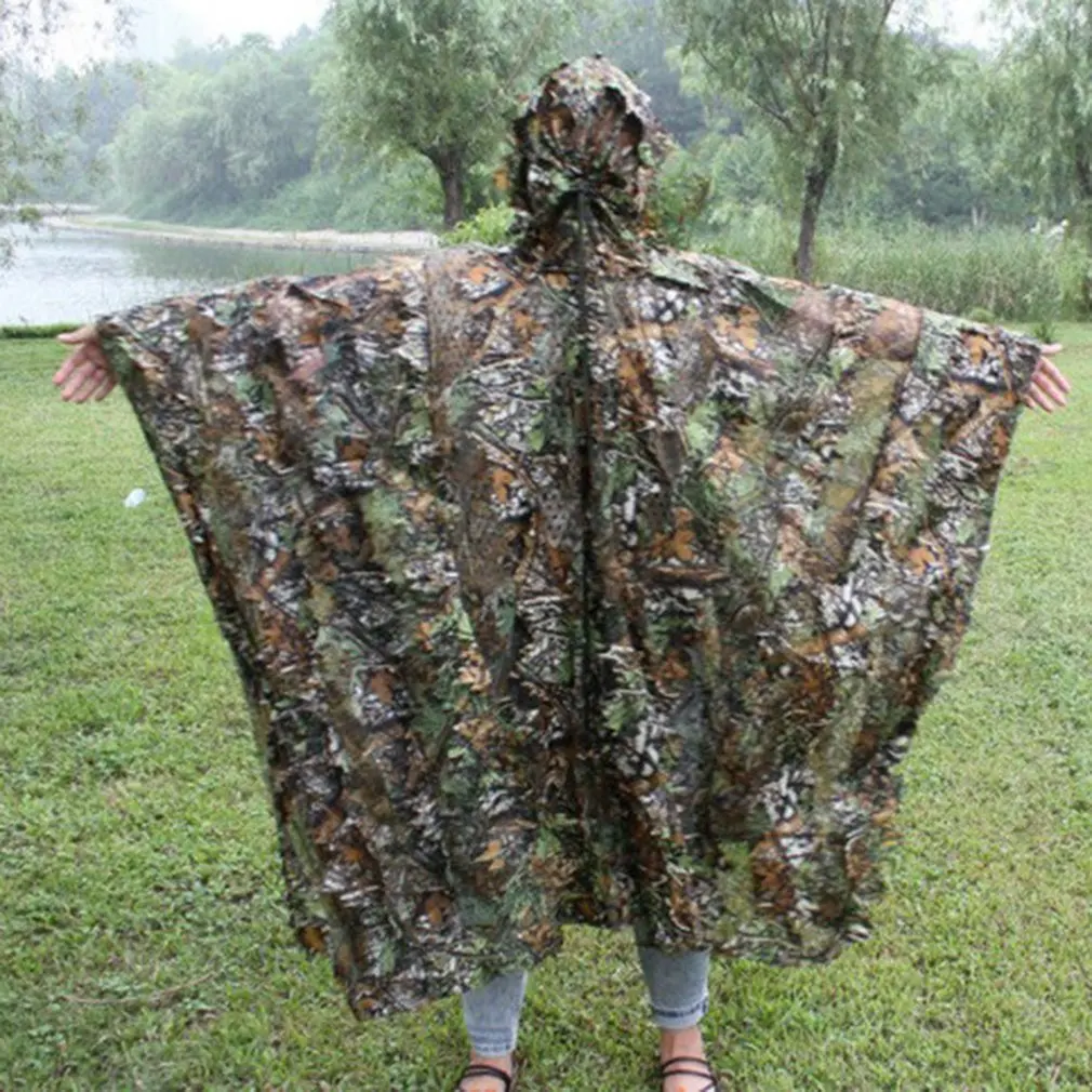 Lifelike 3D Leaves Camouflage Poncho Cloak Stealth Suits Outdoor Woodland CS Game Clothing for Hunting Shooting