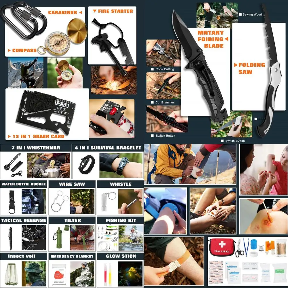 

Professional Survival Gear Set - First Aid Kit and Large Camping Backpack, Camping Equipment for Adventure Outdoor Hiking Advent