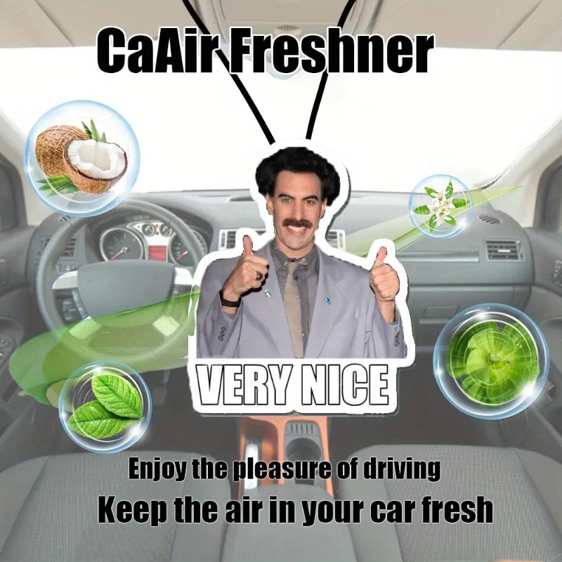 Ambientador para automóvil Viral "Borat" inspirado en "VERY NICE" - Eleva tu unidad con un toque de humor y aroma fresco