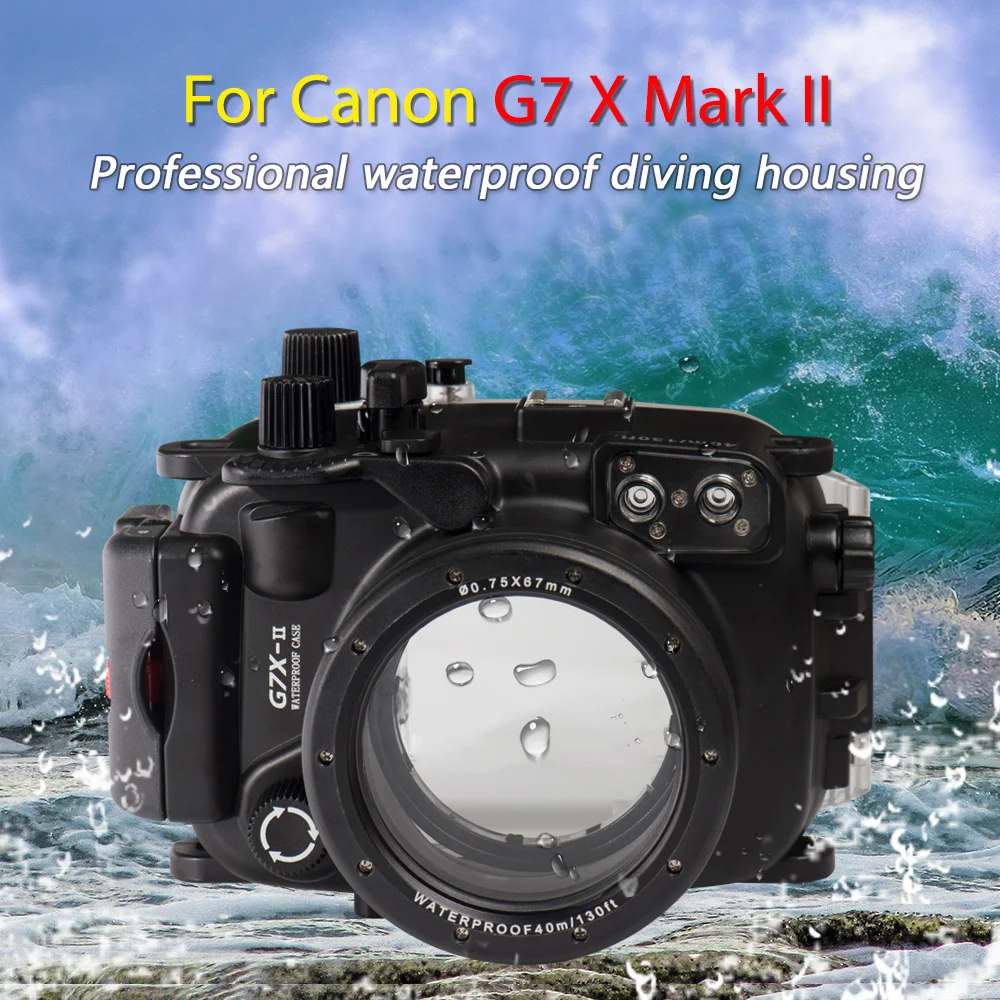 Meikon 40M/130ft Dưới Nước Máy Camera Chống Thấm Nước Nhà Ở Dành Cho Canon G7X Mark II