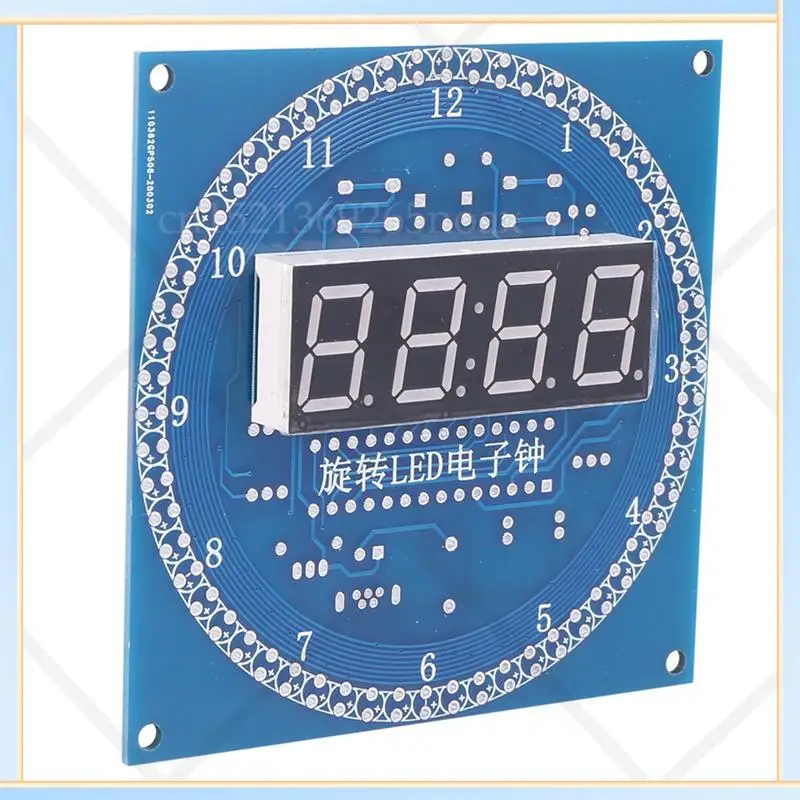 -SPOR 2X DIY Rotating Electronic Clock Kit Electronic Circuit Basic Experimental Kit LED Display Alarm Clock DIY Parts