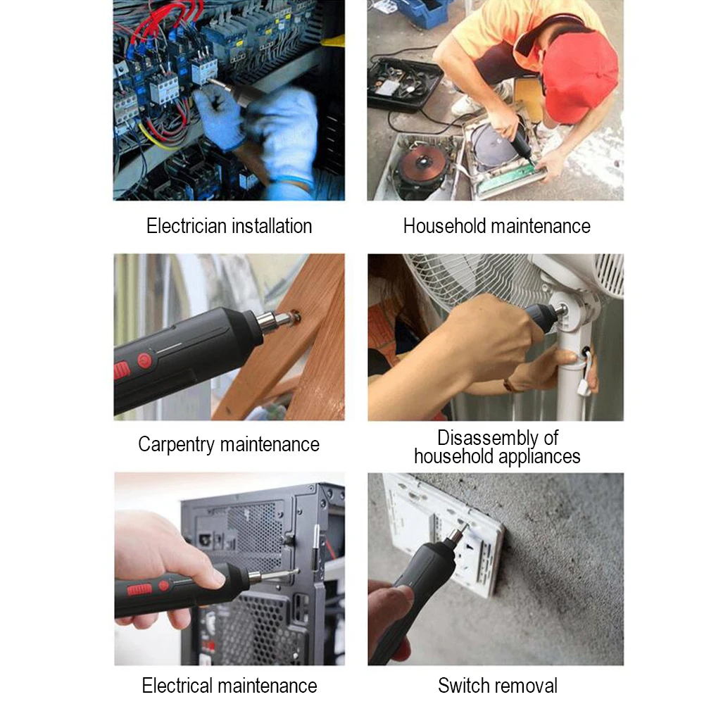 Cacciavite elettrico USB ricaricabile Set di cacciaviti elettrici di precisione Trapano elettrico a batteria Strumenti di riparazione multifunzione