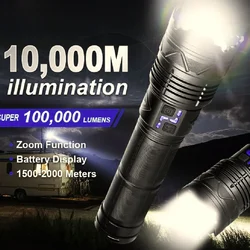High Power Led Flashlight Super Bright Long Range Torch Rechargeable Ultra Powerful Outdoor Tactical Hand Lamp Camping Lantern
