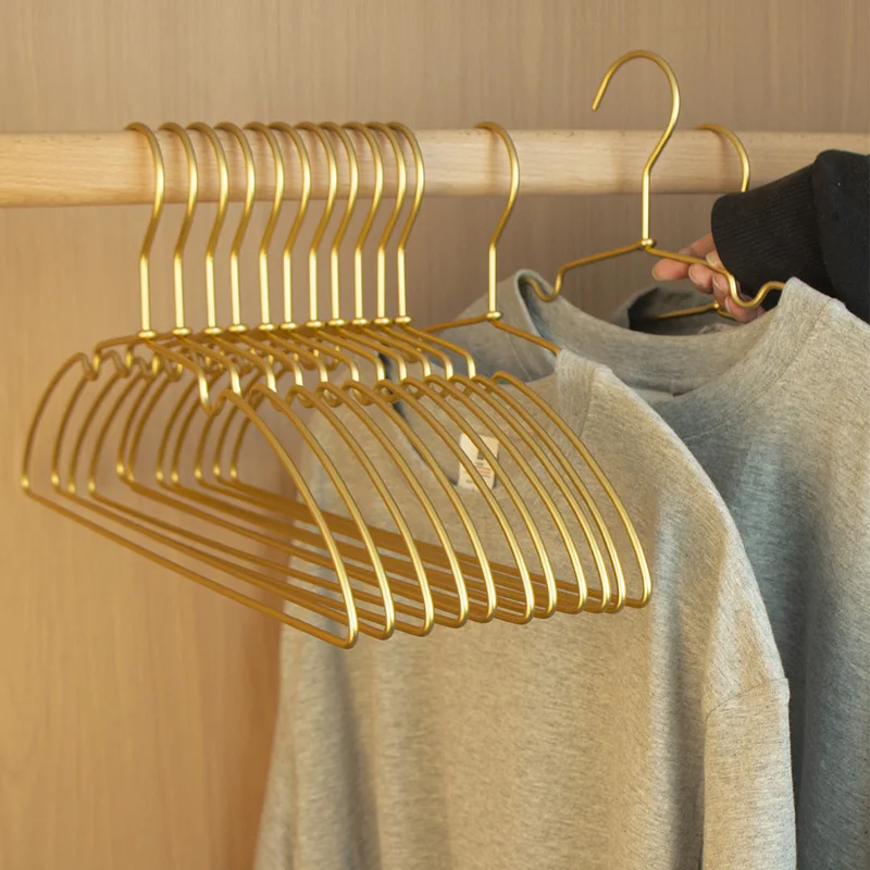 10pcs Metal Hangers for Clothes Anti-slip Traceless Skirt Dress Drying Rack Aluminum Alloy Storage Hangers Wardrobe Organizer