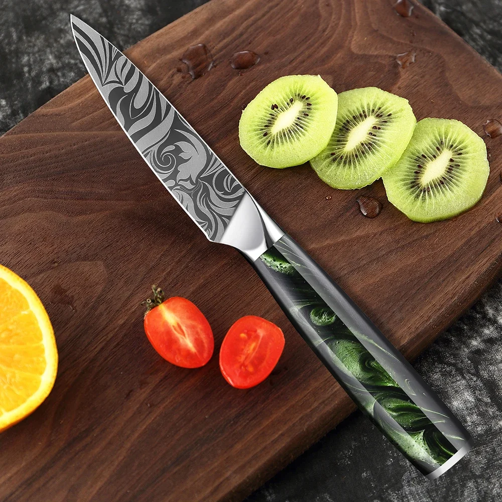 

German Stainless Steel Small Fruit Knife,3.5 Inch Peeling Knives Razor Sharp Kitchen Pairing Knives Resin Handle Paring Knife