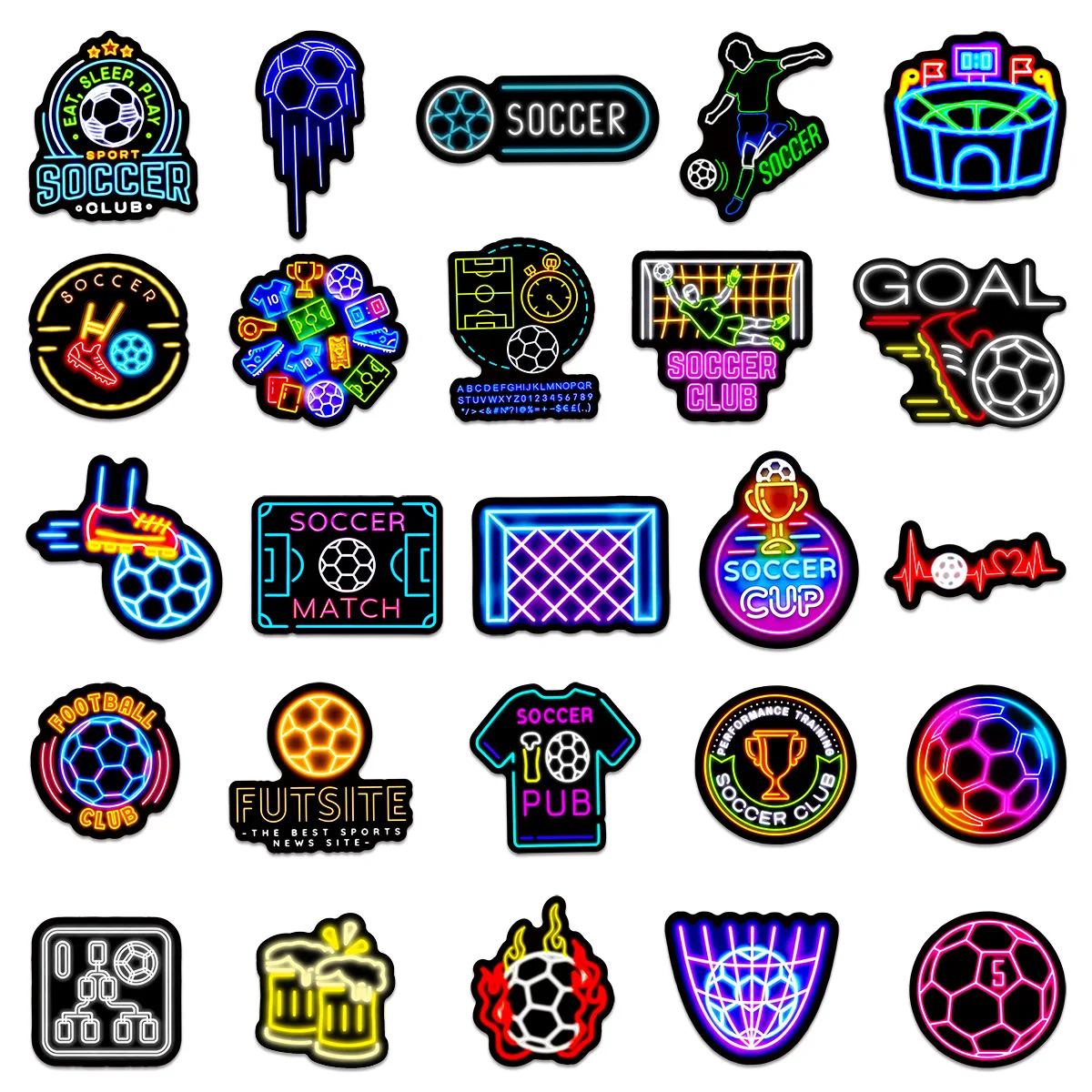 

10/50PCS Sports Sports Football Neon Style Graffiti Stickers Personality Cool Decals Toys for Diary Water Cup Guitar Skateboard