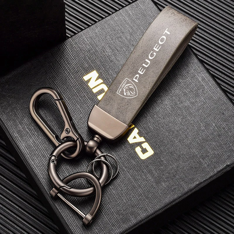 Leather Car Keychain Key Ring Pendant Gift For Peugeot 206 307 308 3008 207 208 407 508 2008 5008 107 106 205 4008 301 Accessory