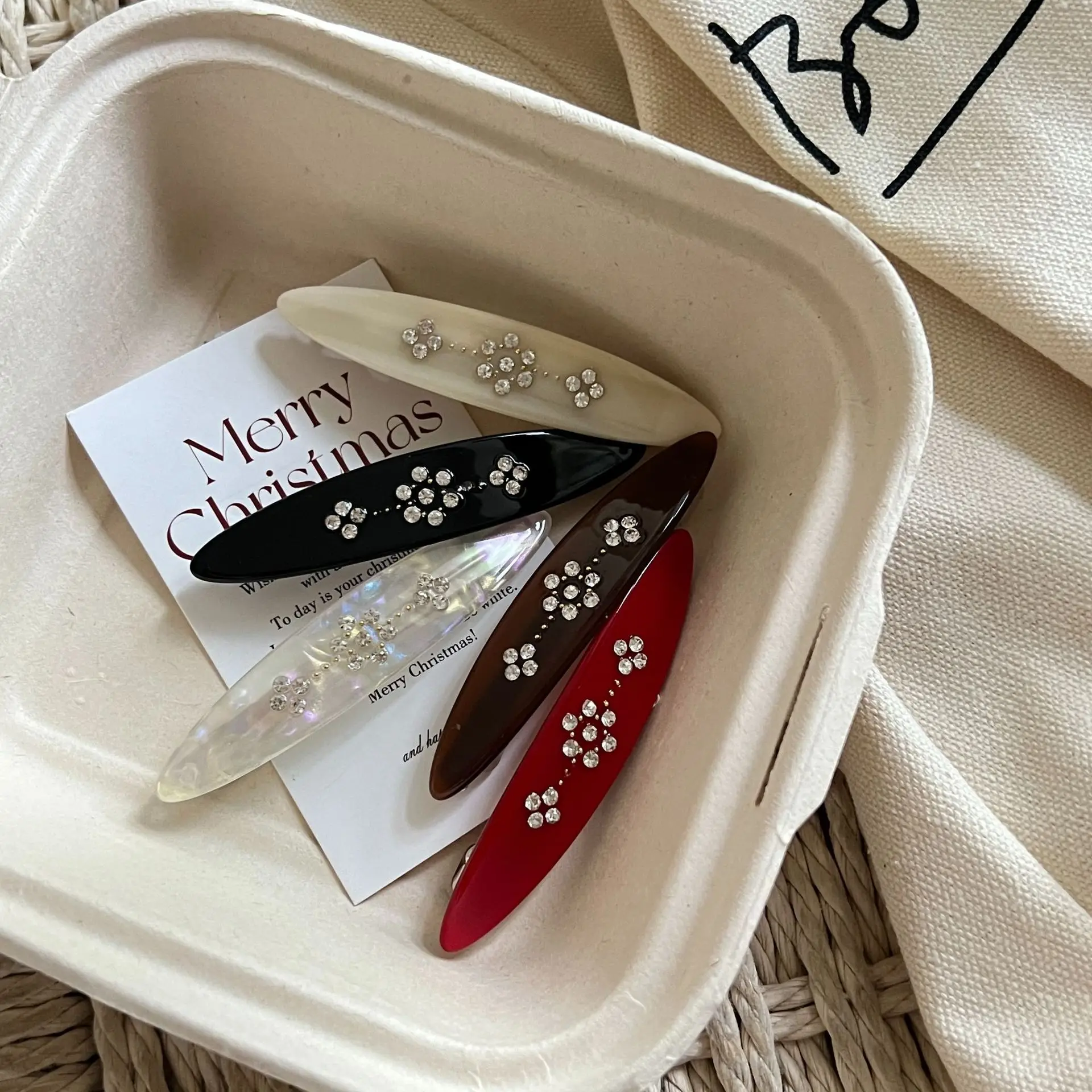 Vintage Acetate Hair Clips Y2K Aesthetic Rhinestone Side Bangs Barrette for Women Girls Non-slip Strong Hold Hair Grips Headwear - Image 3