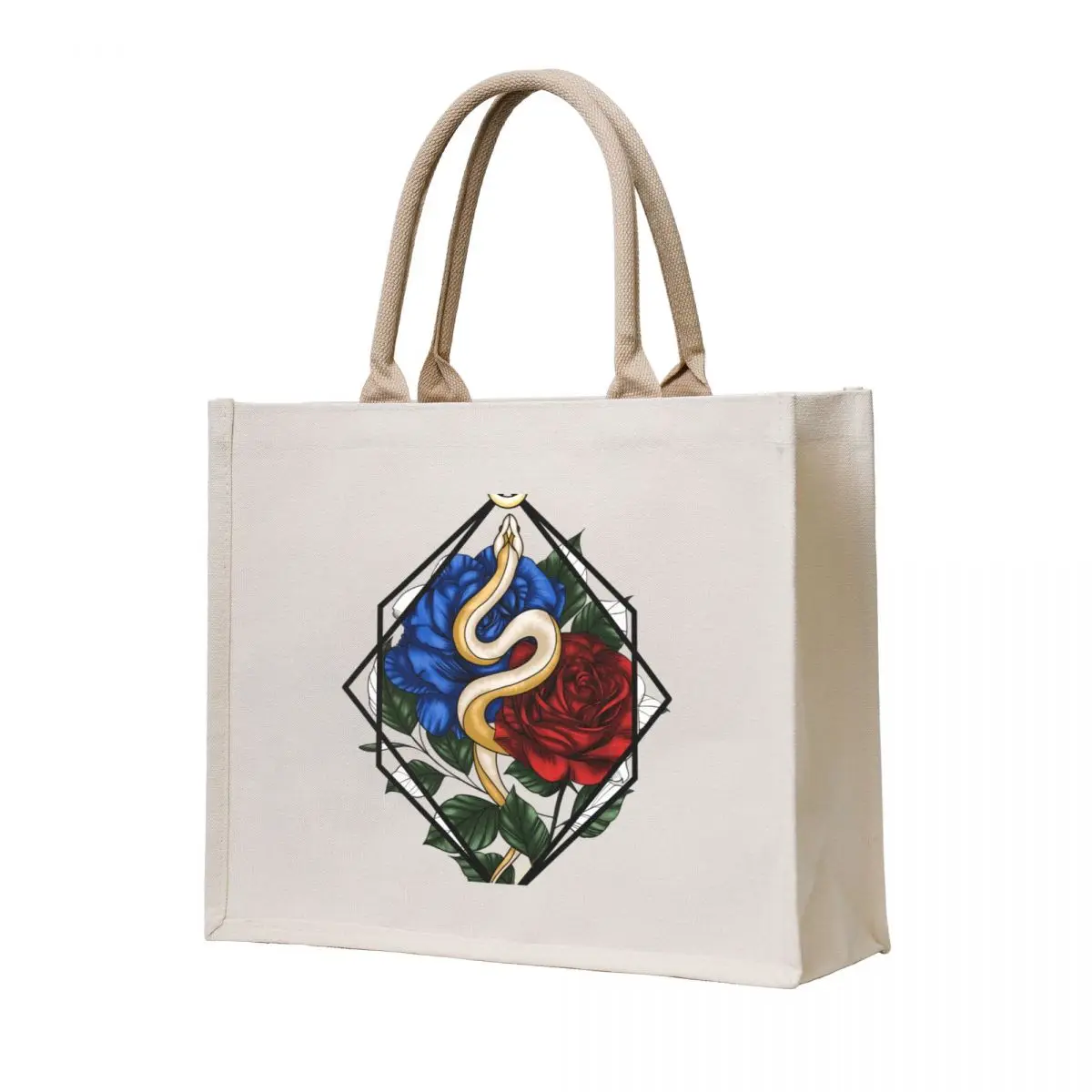 

Geometric Golden Moon Snake and Roses Tote Bag shopper bag women canvas great bag canvas tote Handbags women