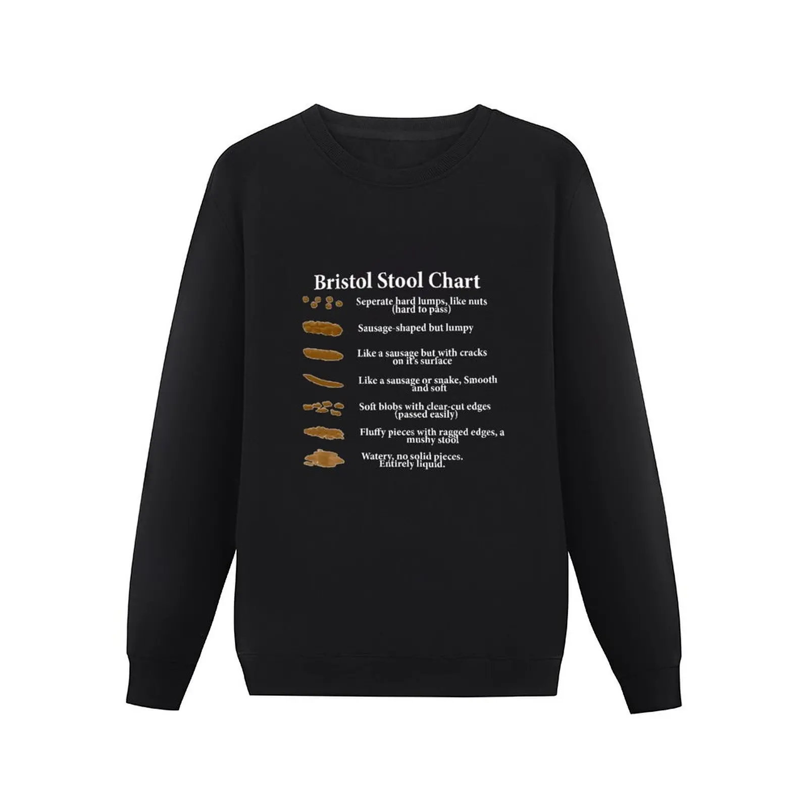 Bristol Stool Chart in White Writing Black Background Pullover Hoodie autumn new products new in sweatshirts