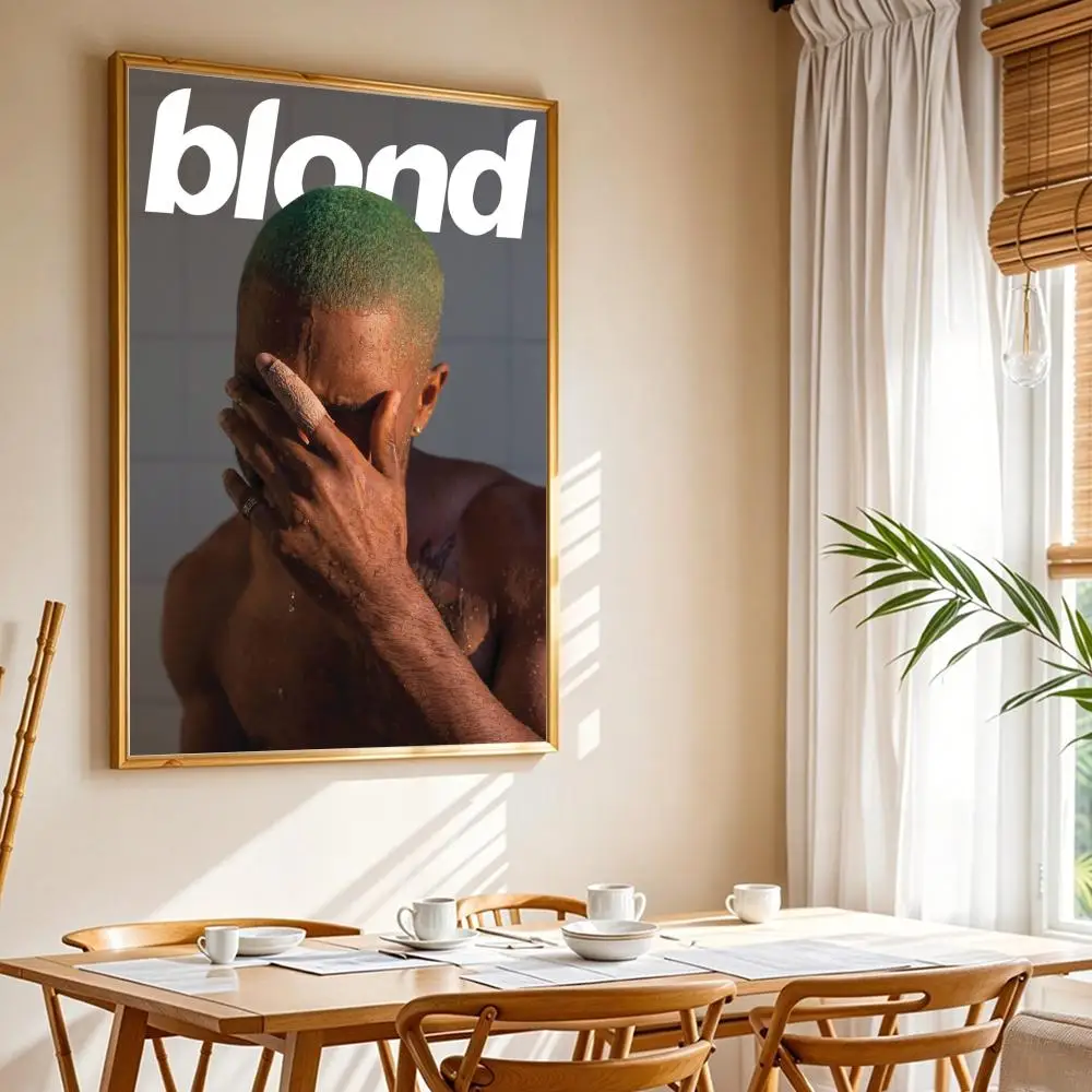 Blond F-Frank O-Ocean Singer Painting Calligraphy Canvas Poster Wall Art Aesthetic Home Decoration for Living Room