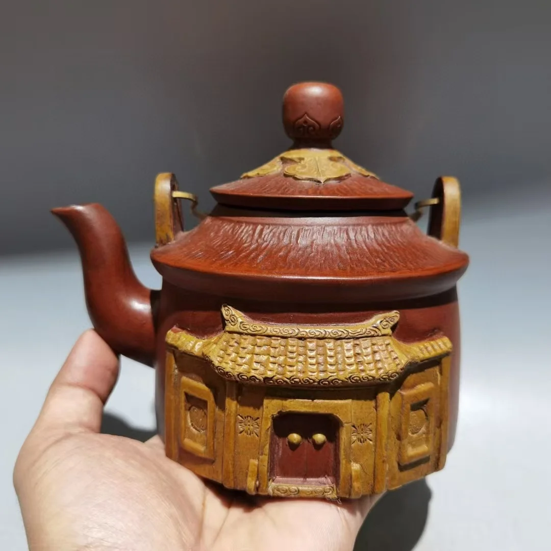 Unique Old Chinese YiXing Handcraft puyple Clay Teapot,Pagoda shape, with mark, Free shipping