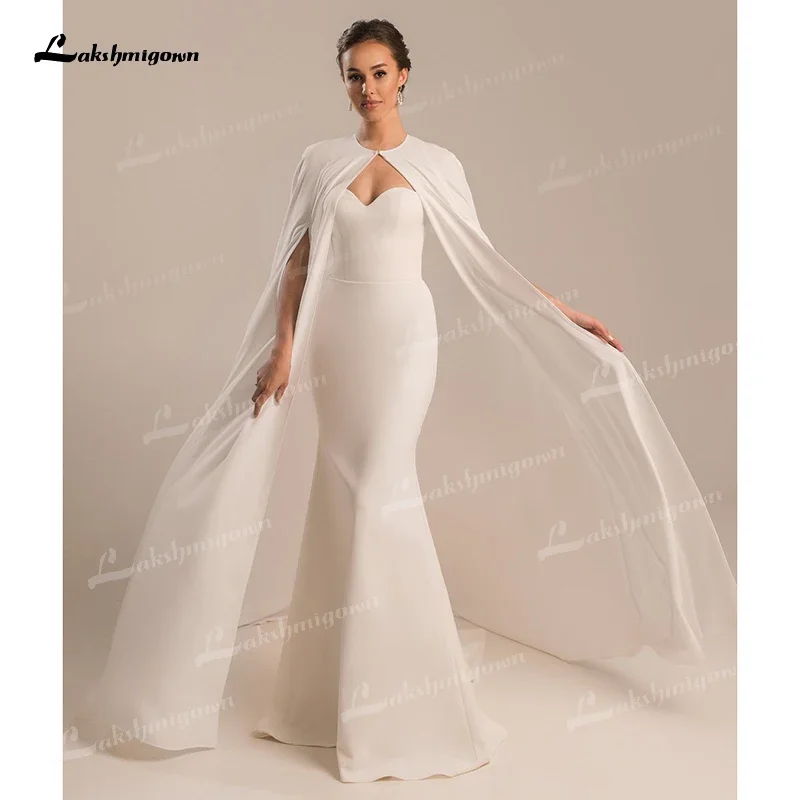 Sexy querida destacável cabo sereia vestido de casamento 2022 chiffon vestido de noiva sem mangas varredura zíper até o chão cintura alta