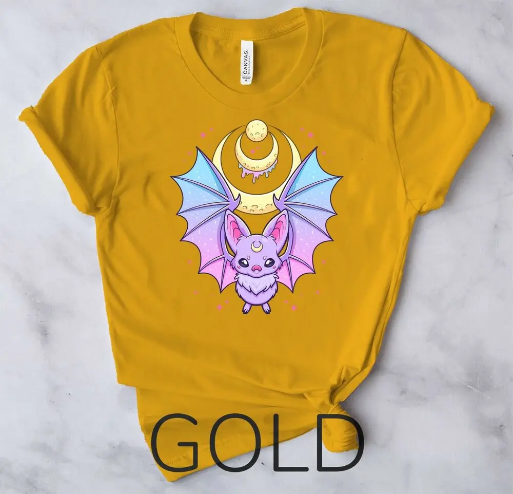 Kawaii Pastel Goth Cute Creepy Crescent Moon Bat - Unisex Form T-Shirt