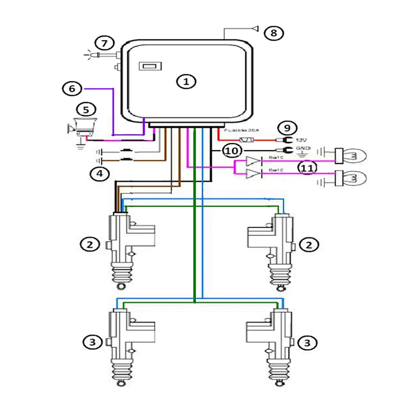 12V Universal Car Central Control SMT Locate Parking Lock 4 Door Lock Keyless Entry System with Actuators Remote Control