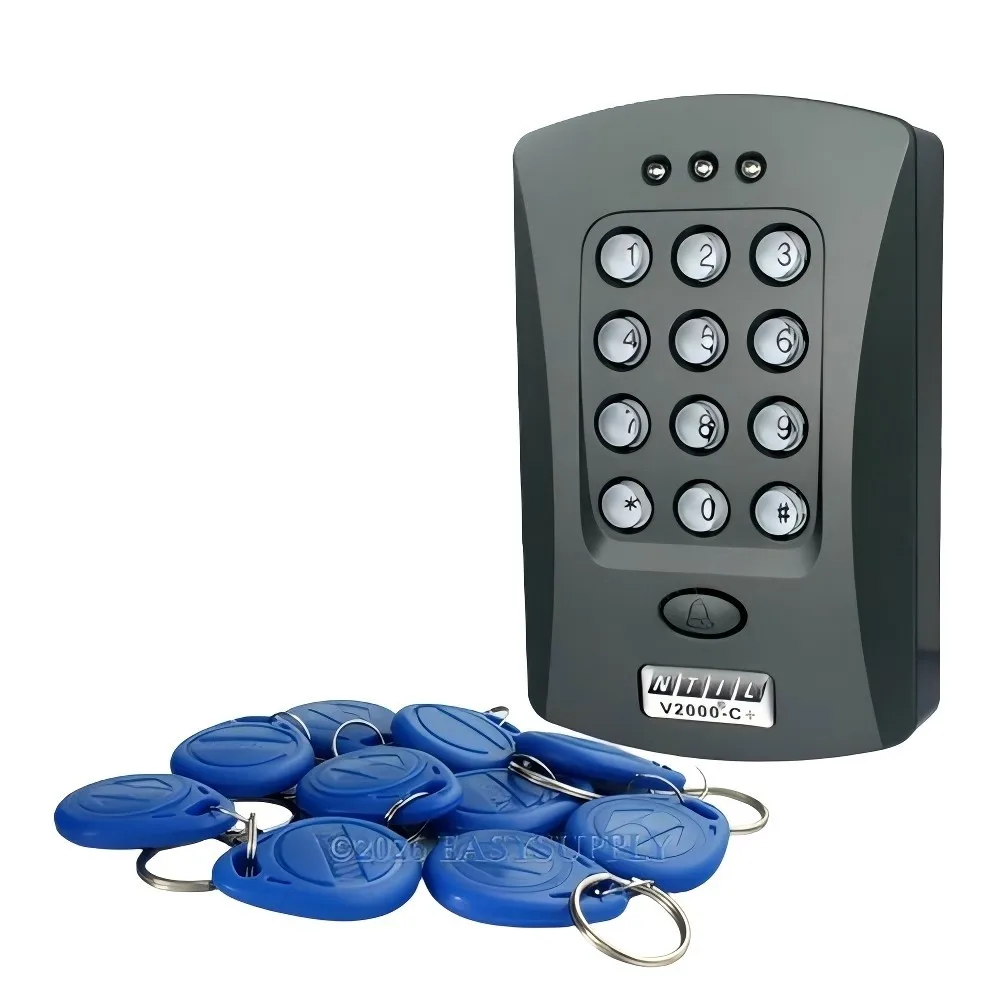 

Клавиатура для контроля доступа к двери, считыватель RFID ID-карт + 10 ID-карт 125 кГц (брелоки)