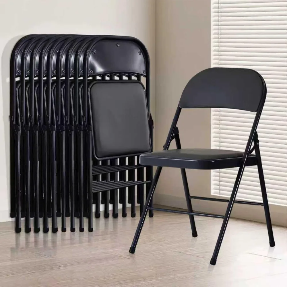 

10 Pack Black Folding Chairs with Padded Cushion and Back, Foldable Outdoor Chairs with 330-LBS Capacity, Portable Heavy Duty Me