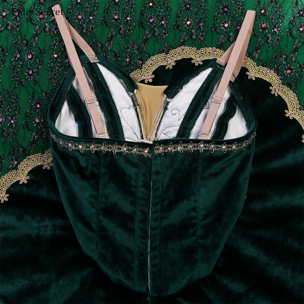 Vrouwen groene pannenkoek tutu jurk, meisjes balletvoorstelling danskostuums, ballerina bloemenfee prinses professionele podiumkleding