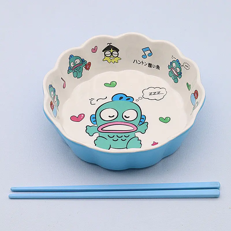 Cartoon Sanrio Tableware Hangyodon Anime Cute Kawaii Kitchen Set Large Tray Lace Bowl Plate Fruit Salad Storage Toys Girls