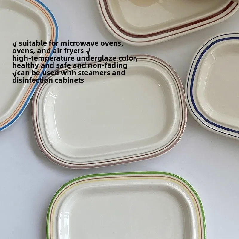 Korean Sle Cerc Plate Underglaze  Dinnerware Sweet Course ternoon Tea Home Use  Vegetable Plate Diwaer...