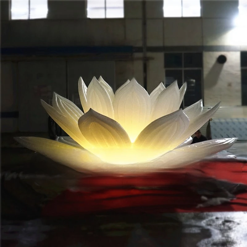 Flower Customized Inflatable Lotus  Lighting  3m/6m White Led Artificial Flower For Concert And Party Night Decoration