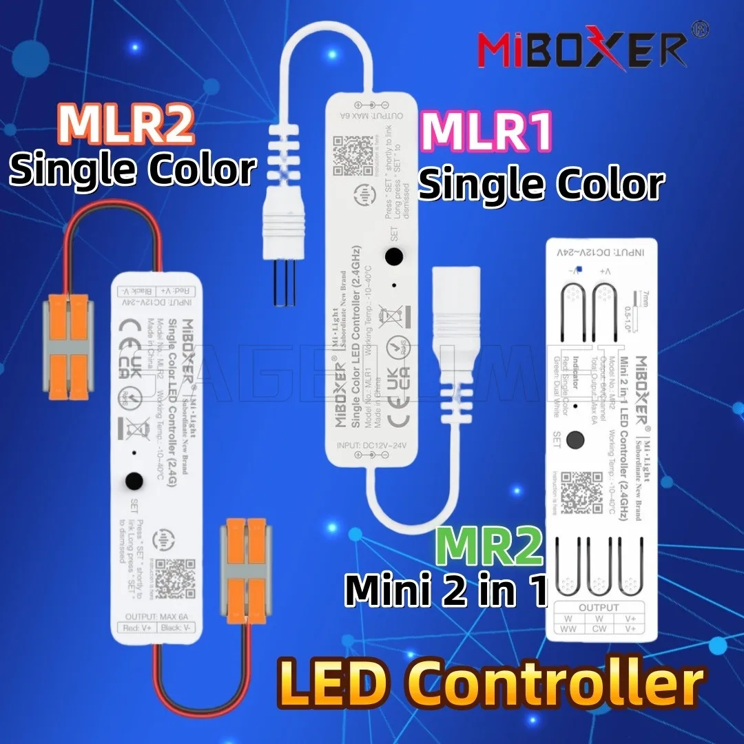 

MLR1 MLR2 MR2 Miboxer DC12-24V Мини 2,4 ГГц RF одноцветная полоса света светодиодный контроллер беспроводной пульт дистанционного управления Tuya для 2835 5050