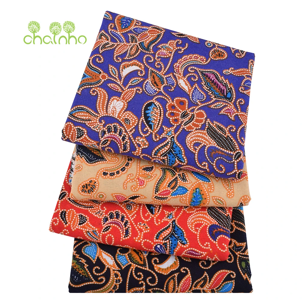 Chainho,Printed Cotton Linen Fabric,DIY Quilting Sewing Material,Patchwork Cloth,Floral Series,3 Specification,CL35