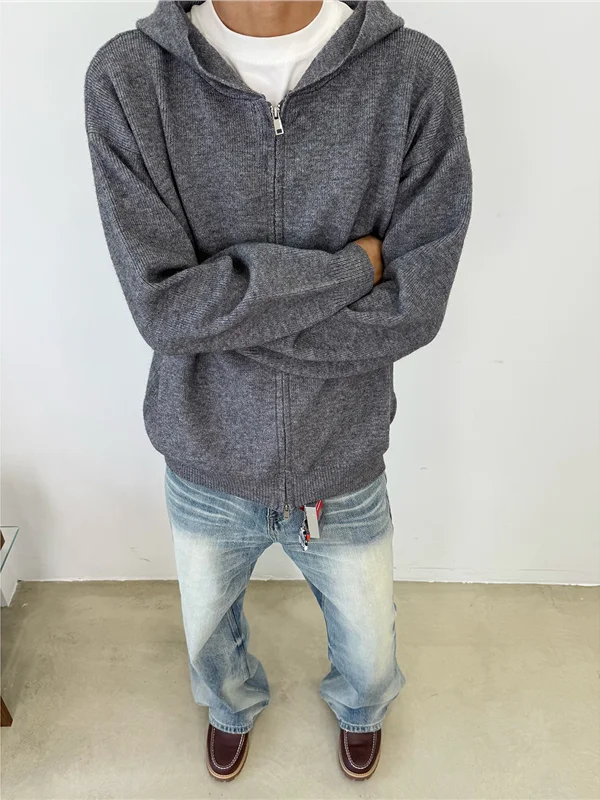 

Открытый кардиган с капюшоном в американском стиле ретро, свитер Cleanfit ex Lazy Knitted irt, универсальная верхняя одежда, длинный топ из полиэфирного волокна...