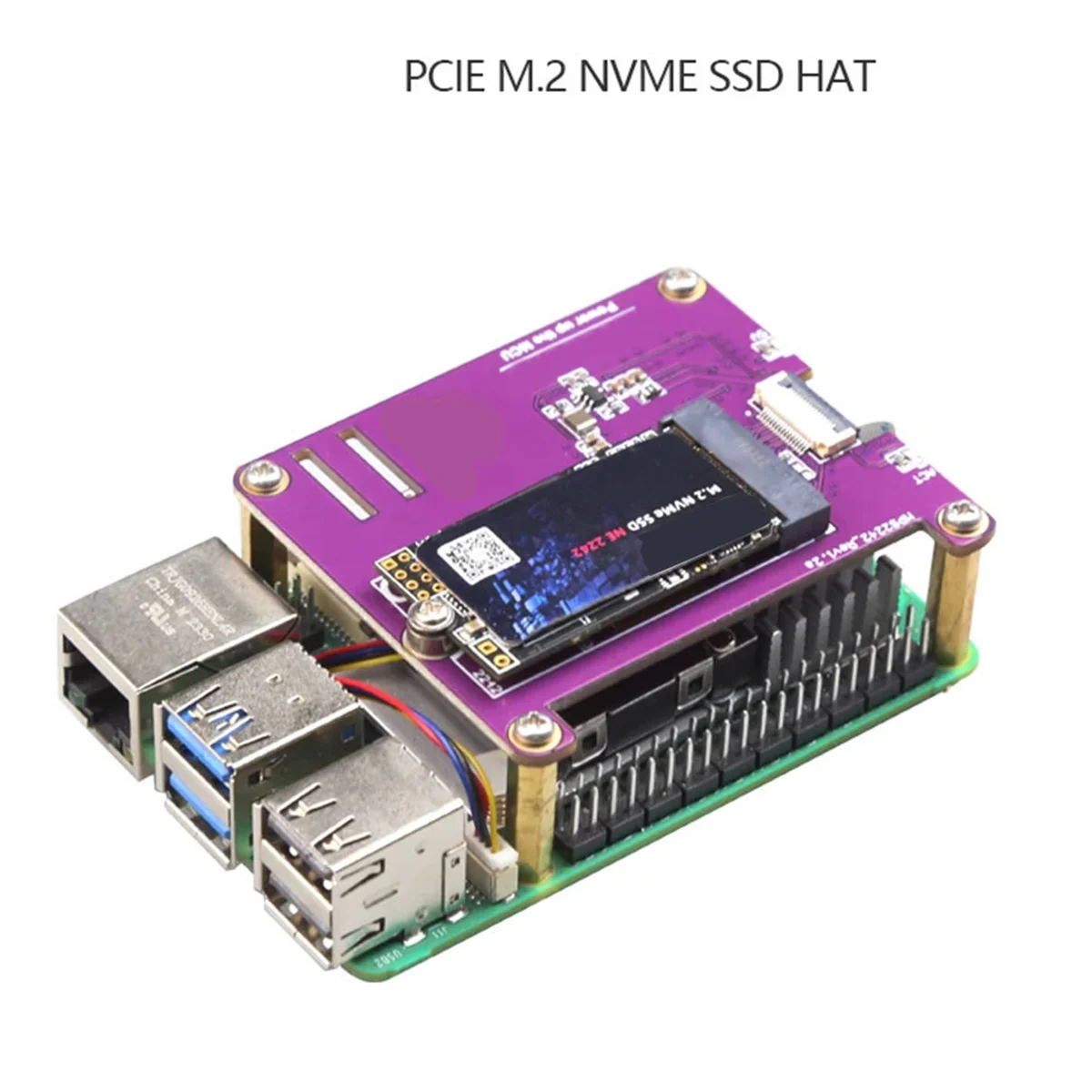 

PCIE M.2 NVME 2230 2242 Gen3 SSD HAT Expansion Board Kit for Raspberry Pi 5 PCIE M.2 NVME SSD